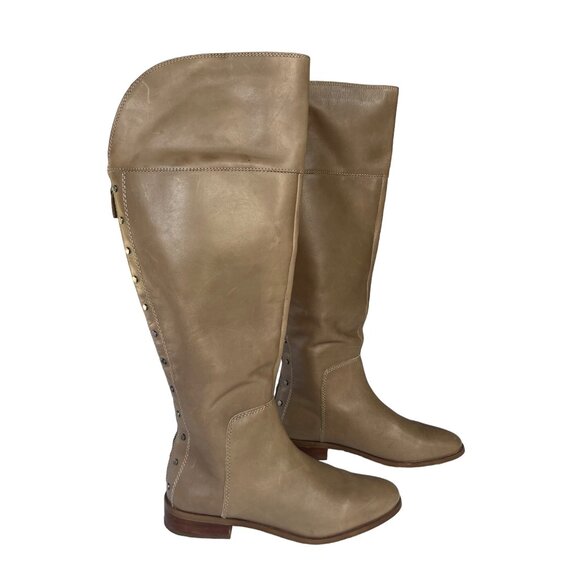 Franco Sarto Roselle Over The Knee Boots Womens 7 M Tan Riding - Picture 1 of 9